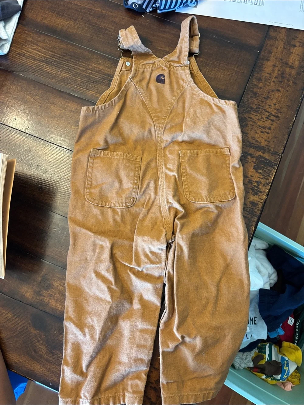 Carhartt Kids Tan Canvas Overalls with Adjustable Straps